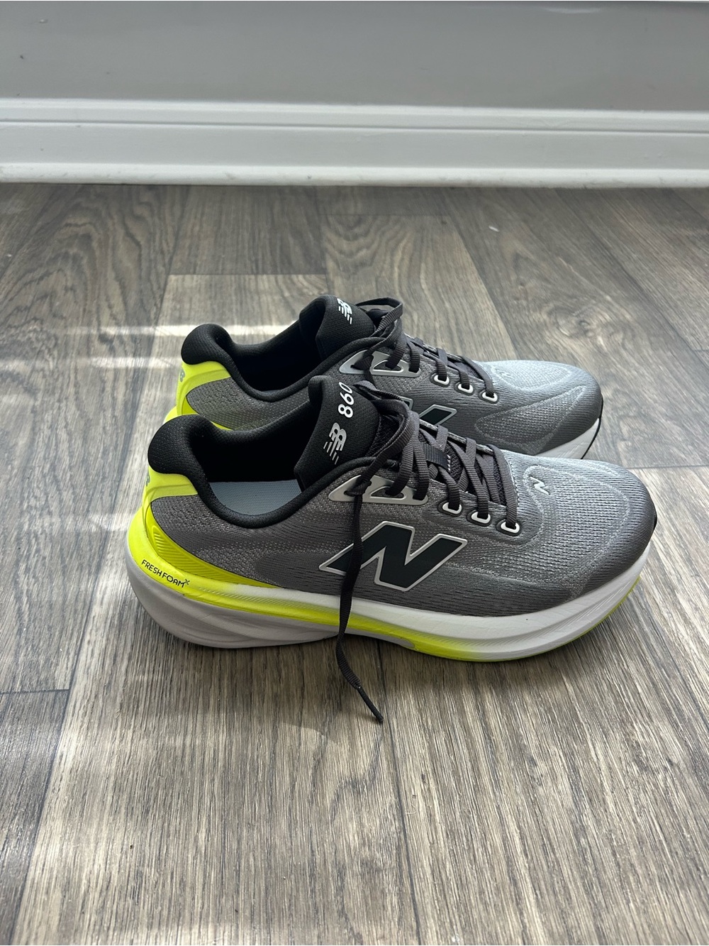 New Balance Men's Athletic Shoes - Gray with Neon Yellow Accents